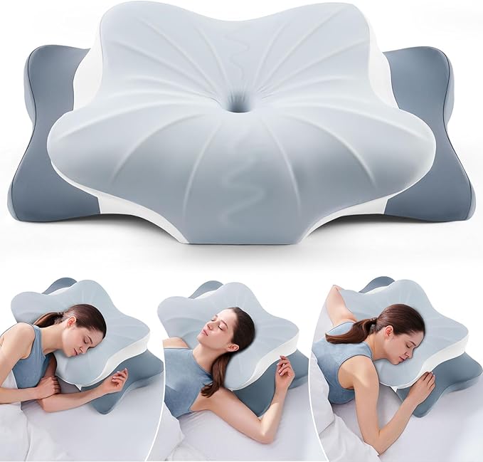 DONAMA Cervical Pillow for Neck and Shoulder Pain Relief, Cooling Contour Memory Foam Pillow, Dual-Height Ergonomic Neck Support Pillow for Side Back Stomach Sleepers with Removable Pillowcase