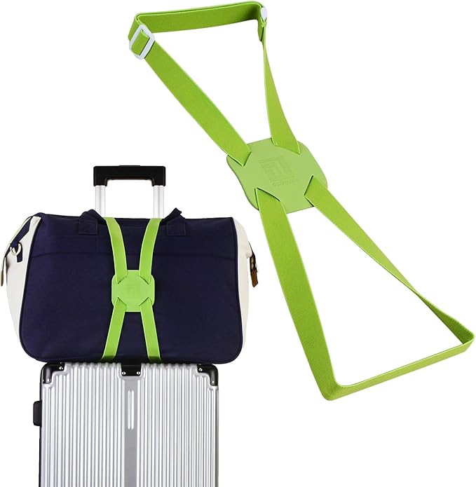 Luggage Straps Bag Bungees for Add a Bag Easy to Travel Suitcase Elastic Strap Belt (Green, M-Green)