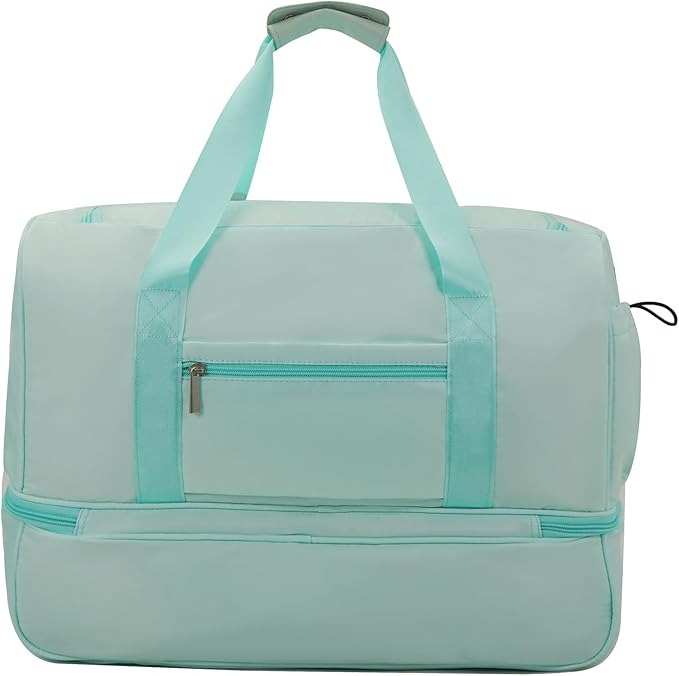 Carry On Travel Duffel Bag for Women & Men,Overnight Weekender Bag with Shoe Compartment,Trolley Sleeve and Adjustable Shoulder Strap,Business & Weekend Travel,Gym,Sports,Yoga & Dance(Blue)