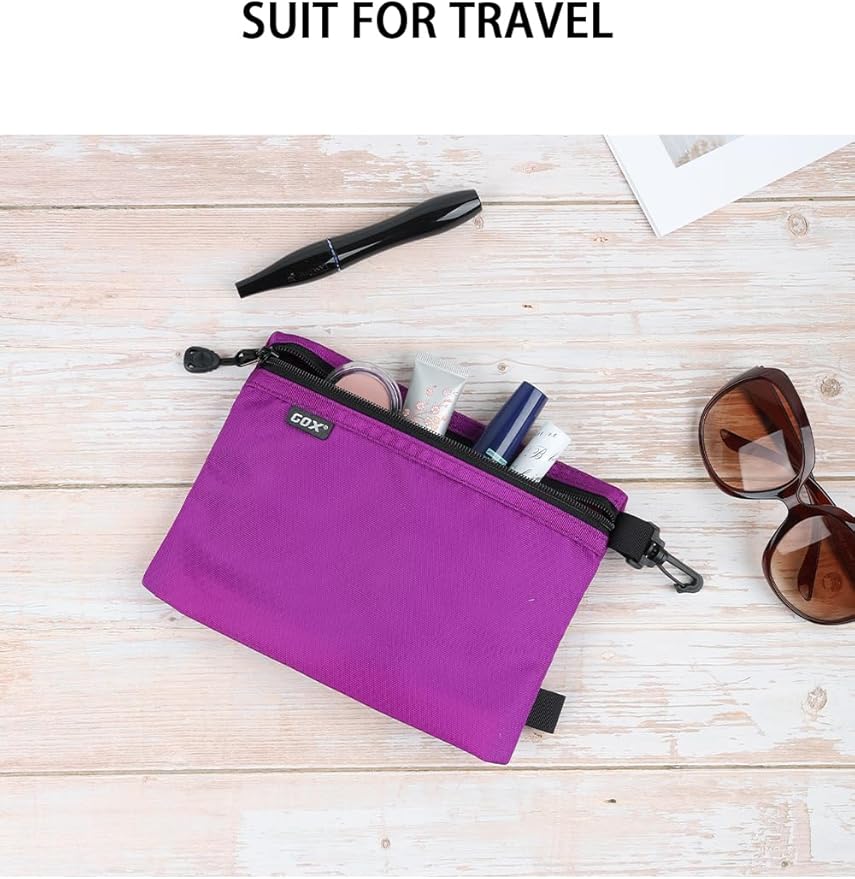 GOX Small Toiletry Bag for Men Bulk Cosmetic Bag Dopp Kit Carry On Zipper Pouch Organization Nylon Small Packing Sack Waterproof (Purple)