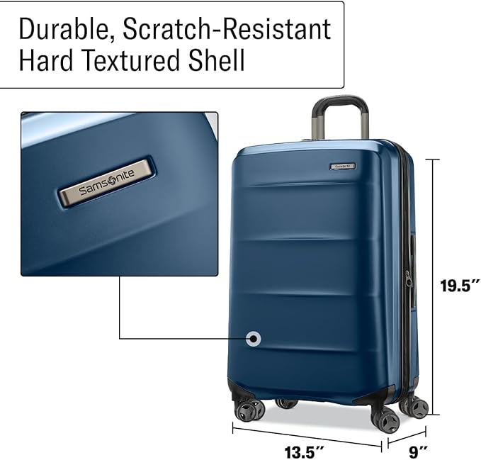 Samsonite Octiv Lightweight Hardshell 20-Inch Carry-On Luggage - Durable & Impact Resistant, 360° Aero Trac Spinner Wheels, Adjustable Telescopic Handle, Expandable Suitcase, TSA Approved Lock - Blue