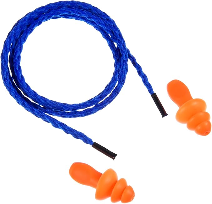 20 Pairs Corded Ear Plugs Reusable Silicone Earplugs with String Banded Ear Plug for Sleeping Noise Cancelling Noise Reduction Hearing Protection(Blue-Orange)