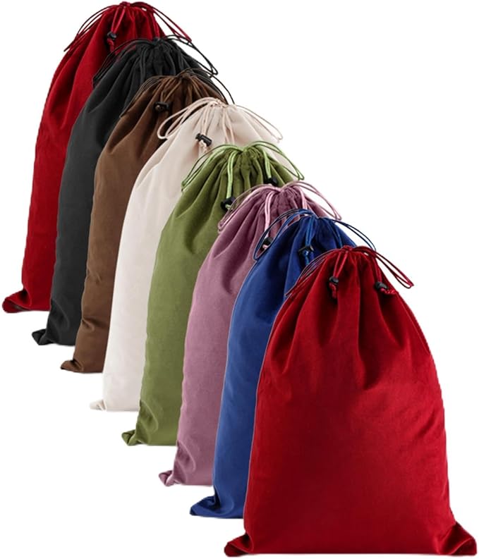 FantasyLife Shoe Bags for Travel, 8 Pcs Multicolor Washable Dust Bags for Storage & Packing, 17.3"x12.6" Flannel Shoes Pouch with Drawstring Closure for Suitcase, Gifts, Boots & Toys