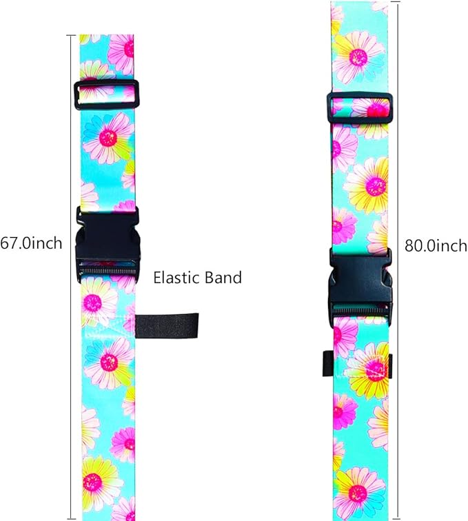 Luggage Straps for Suitcases TSA Approved Easy Pack Organized Suitcase Strap, Luggage Strap, Luggage Belt Strap, Bag Straps for Luggage. Buckle Straps Travel Accessories (Turqoise Flower)