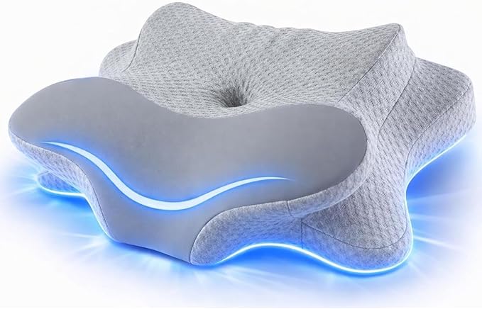 Cervical Neck Pillow - Memory Foam Pillow for Pain Relief Sleeping, Ergonomic Neck Support Contour Pillows for Side Back Stomach Sleepers,Orthopedic Breathable Pillowcase (Grey)