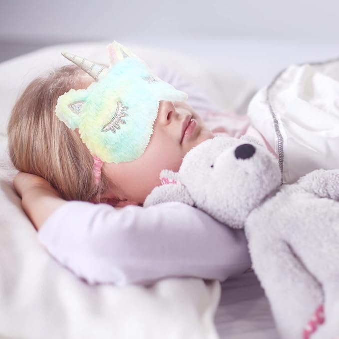Geyoga Sleep Mask for Kids, Girls Plush Sleeping Eye Cover Soft Eye Blindfold Cover Animal Shade for Kids(Mixed Colors, Pink, White,Cute Style)