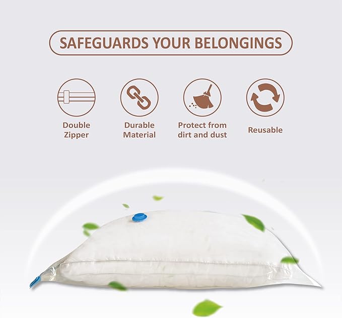 Vacuum Storage Bags, Vacuum Seal Space Saver Bags for Clothing, Travel Lugggage, Carry-on, Blankets, Comforters,Pillow, Bedding, 10 Small