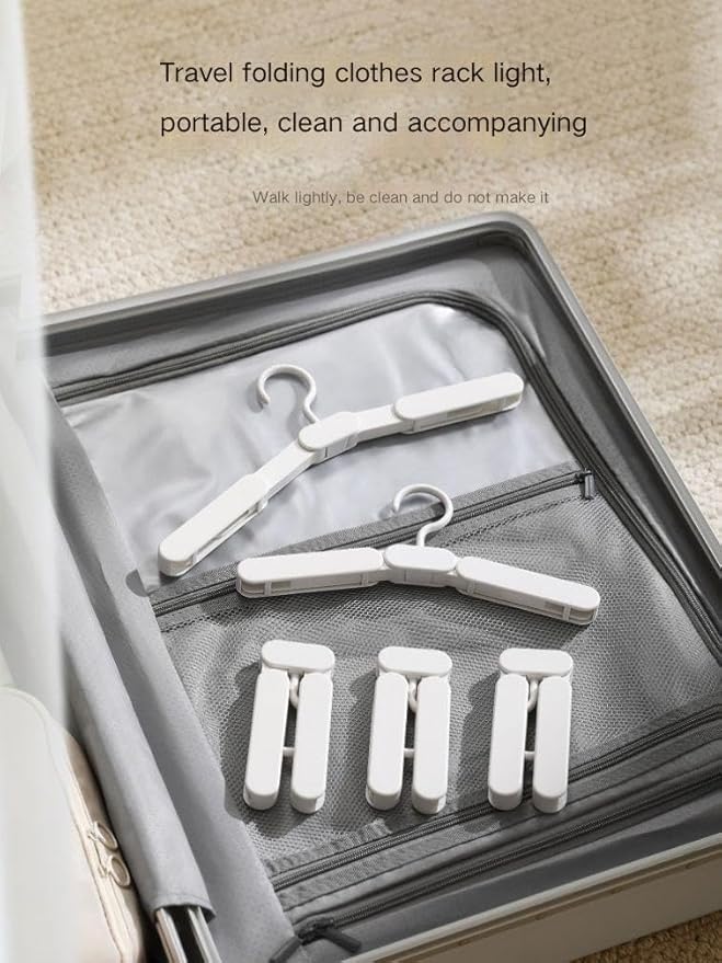 Travel Folding Hangers 3 Pack - Lightweight Slim Foldable Space Saving Portable Collapsible Clothes Hangers for Travel, Suitcase & Hotel