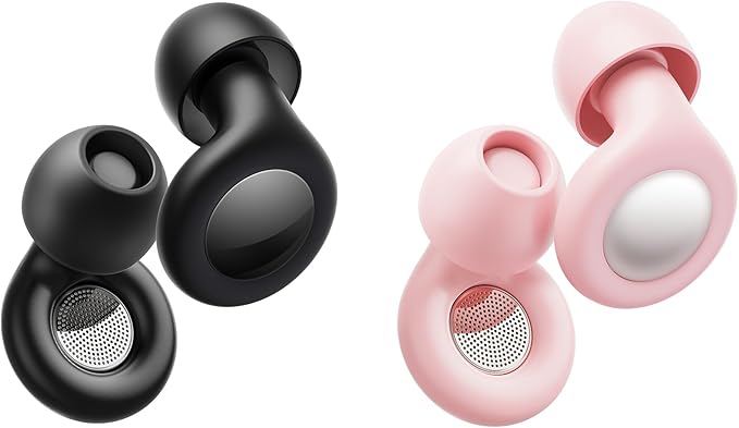 Ear Plugs for Sleeping Noise Cancelling, Reusable Silicone Ear Plugs for Noise Reduction with 8 Ear Tips, Earplugs for Sleep, Concerts, Travel, Snoring (Black + Pink, One Size)