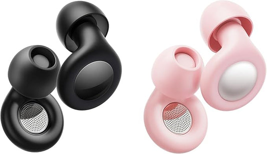 Ear Plugs for Sleeping Noise Cancelling, Reusable Silicone Ear Plugs for Noise Reduction with 8 Ear Tips, Earplugs for Sleep, Concerts, Travel, Snoring (Black + Pink, One Size)