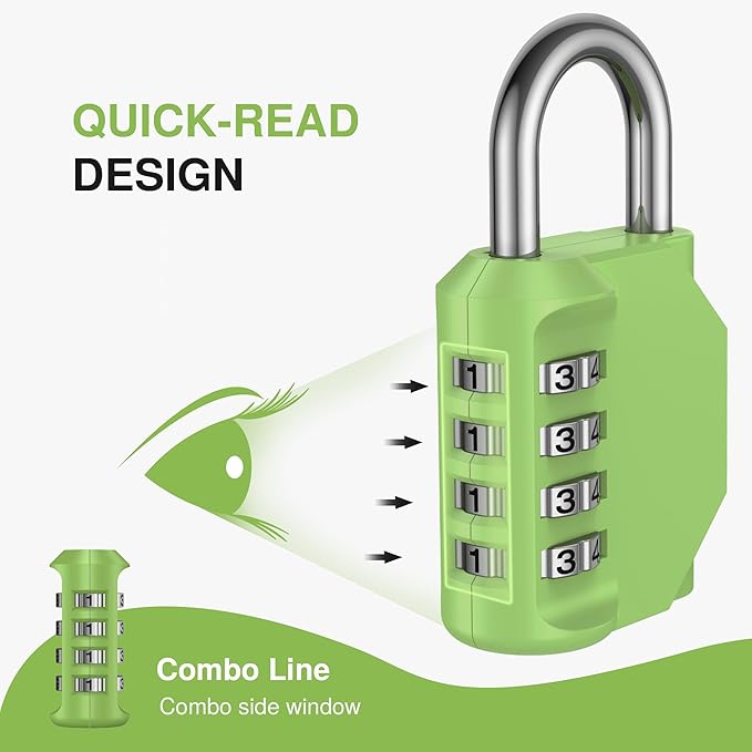 Puroma 1 Pack Combination Lock for Locker 4 Digit Outdoor Waterproof Padlock for School, Gym, Sports, Fence, Toolbox, Gate, Case, Outdoor, Hasp Storage, Cabinets (Yellow-Green)