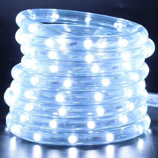 328ft 2-Wire Waterproof LED Rope Light Kit, 110V-120V PVC 30 LED/M Tube Lights Strip, 1/2" Rope Light for Background Lighting, Outdoor Decorative Lighting, Christmas(White)