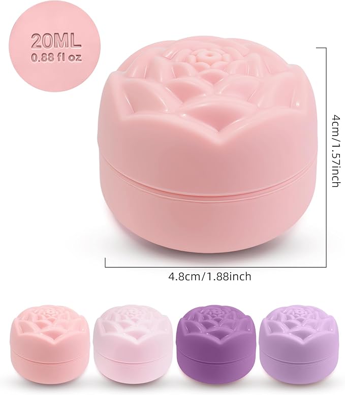 Travel Containers for Cosmetics Toiletries - 0.88 Oz 4 Pack Small Silicone Refillable Mini Jars with Lid Handcream Eyes Cream Hair Gel Wax Pills Moisturizer Earrings Container Rose(4 colors)