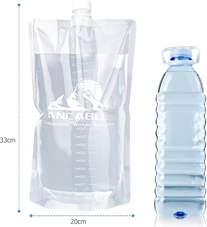 Ancable 64oz Collapsible Water Bottles, 6-Pack Reusable Travel Foldable Water Bottles for Hiking Camping Running Bike, BPA-Free Water Bottle
