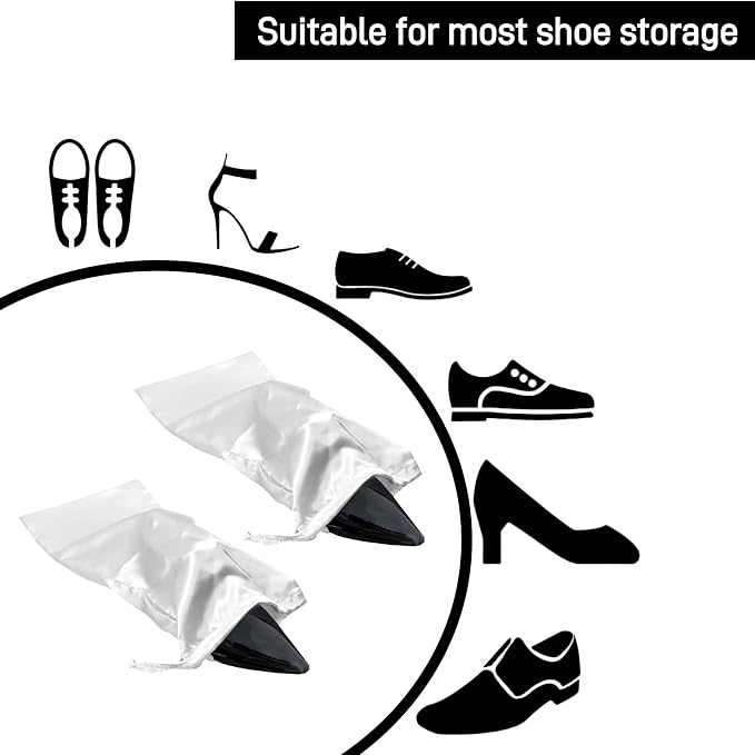 Shoe Dust Bags - 6 Pack Shoe Bags for Travel Satin Fabric Shoe Bag with Drawstring for Men Women Travel Protecting Storing Shoes