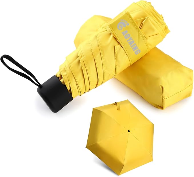 GAOYAING Small Mini Umbrella with Case Light Compact Design Perfect for Travel Lightweight Portable Parasol Outdoor Sun&Rain Umbrellas 34 Inches