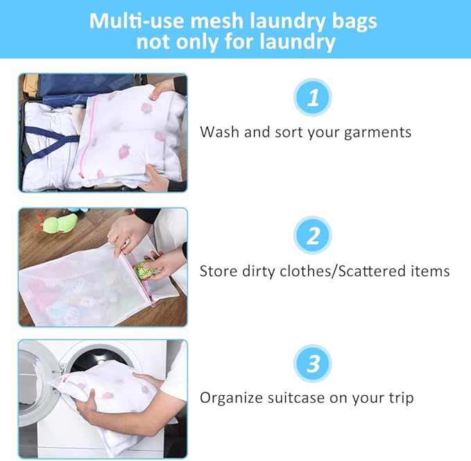 GOGOODA Mesh Laundry Bags for Delicates Durable Protective Wash Bags Travel Storage Bags for Intimates Lingerie, 7PCS (1XXL, 1XL,1L,1M,1S,2 bra bags)