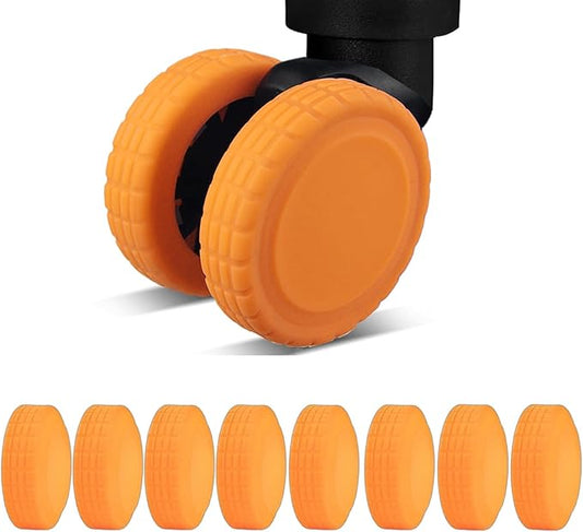 Coraltree 8Pcs Luggage Wheel Covers Silicone Protectors for 2-2.2" Spinner Wheels, Wear-Resistant & Anti-Noise Travel Accessories, Suitcase Wheel Covers (Orange)