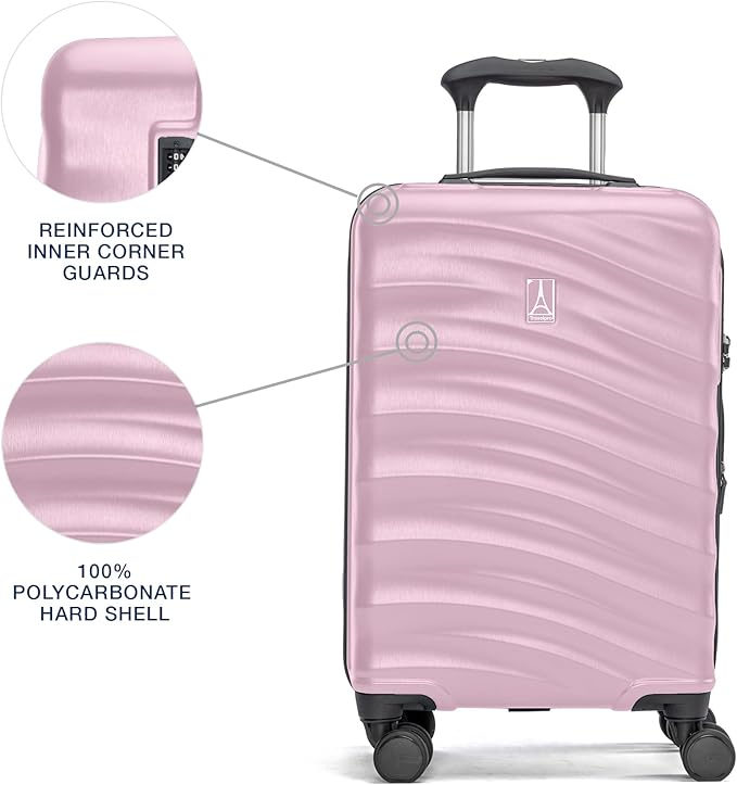 Travelpro Maxlite Air V2 Hardside Expandable Carry on Luggage, 8 Spinner Wheels, Lightweight Hard Shell Suitcase, TSA lock, Pink, Compact Carry On 19-Inch