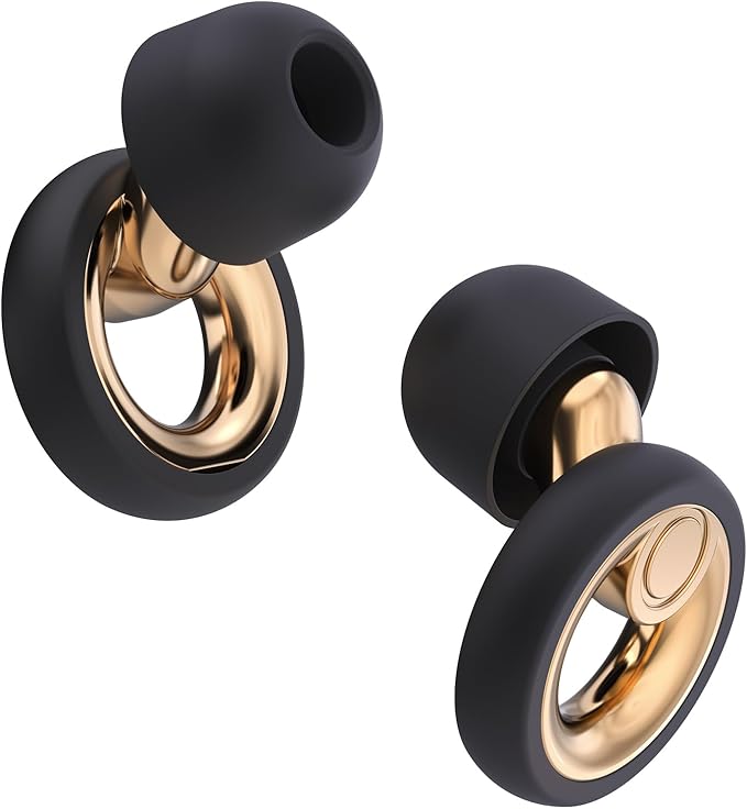 Ear Plugs for Sleeping Noise Cancelling - Reusable Silicone Earplugs for Concert, Motorcycle, Sports and Festivals, 30dB Noise Reduction, Washable Hearing Protection - Gold