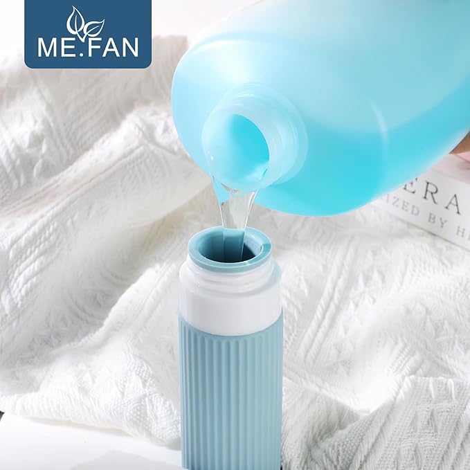 ME.FAN Travel Bottles for Toiletries, TSA Approved 3oz Silicone Journey Size Containers, Portable Split Bottle for Conditioner, Shampoo, Lotion- 4 Pack Bright