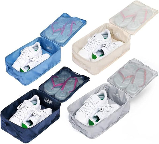 Travel Shoe Bags, Foldable Waterproof Shoe Puches Organizer-Double Layer (Multi-colored4)