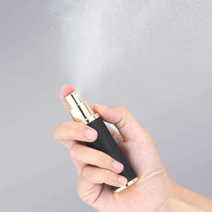Travel Perfume Bottle Refillable - Mini Portable Cologne Atomizer Sprayer - Empty Travel Size Fragrance Pump Dispenser Container for Man - 10ml Orange Red 2PCS Small Leather Refill Sample