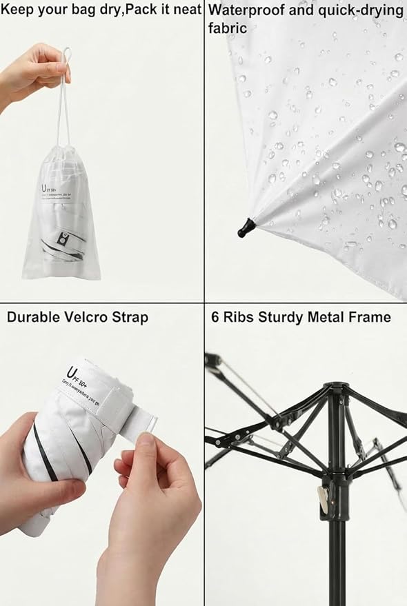 BAODINI Mini Travel Umbrella Small Compact UV Blocking Manual Open Close Portable Sun Protection for Women Kids and Men