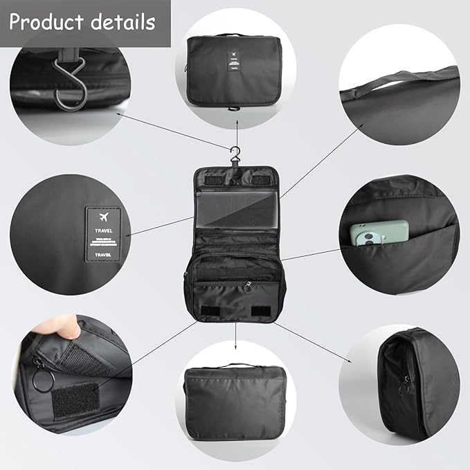 Foldable Hanging Travel Toiletry Bag,Waterproof Portable Travel Bags, Multifunction Travel Makeup Cosmetic Bag Organizer with Hanging Hook (Cactus)