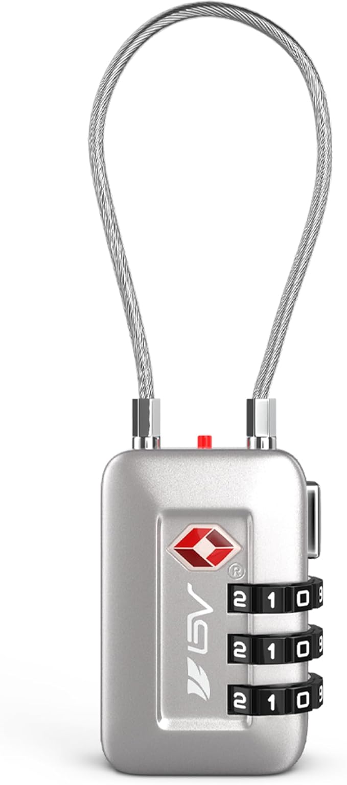 TSA Accepted Luggage Travel Lock, Set-Your-Own Combination Lock for School Gym Locker, Luggage Suitcase Baggage Locks, Filing Cabinets, Toolbox, Case (Silver, 1 Pack)