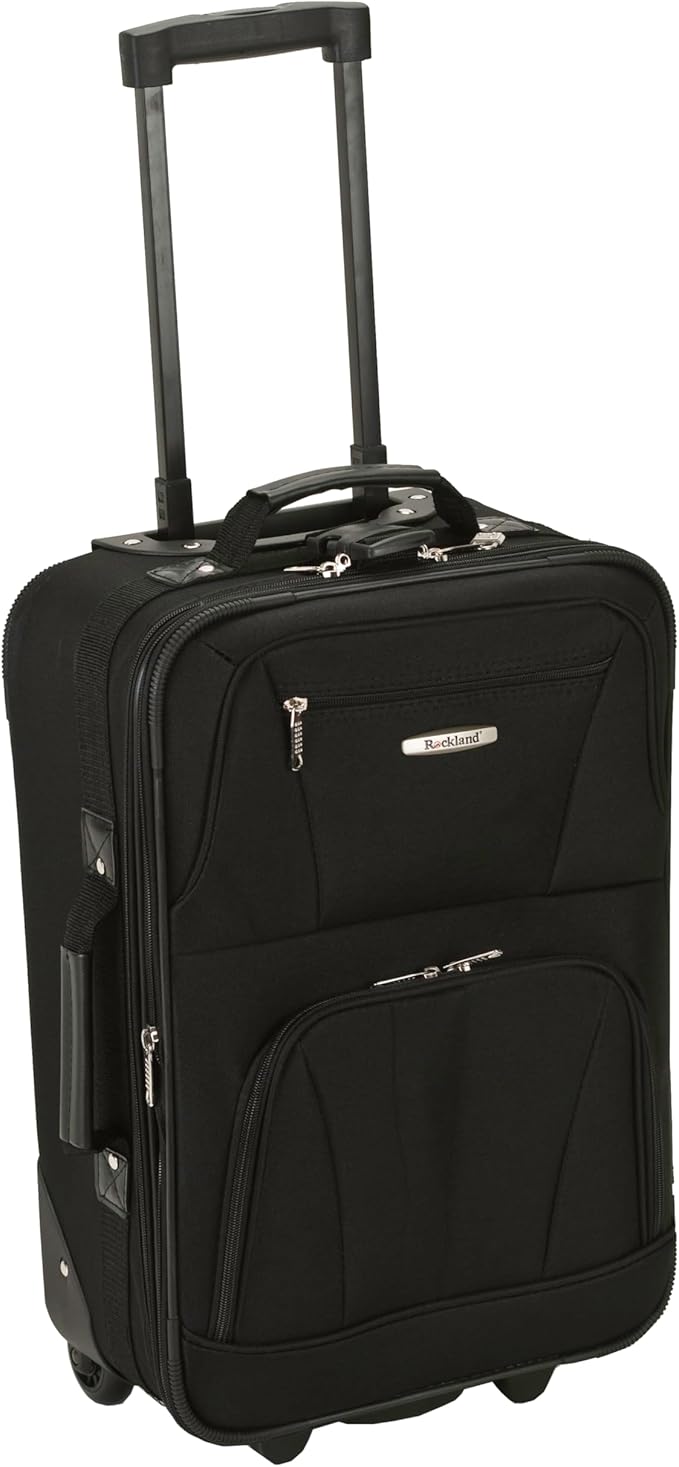 Rockland Fashion Softside Upright Luggage Set, Expandable, Black, 2-Piece (14/19)