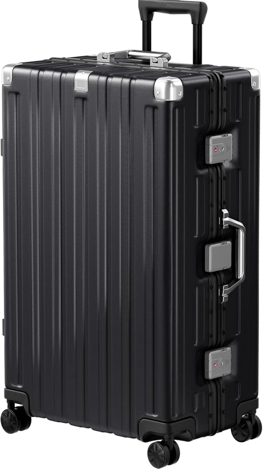 Krute Aluminum Frame Luggage 28 Inch Checked Suitcase with Spinner Wheels TSA Approved No Zipper Hard Shell Luggage PC+ABS Travel Suitcase