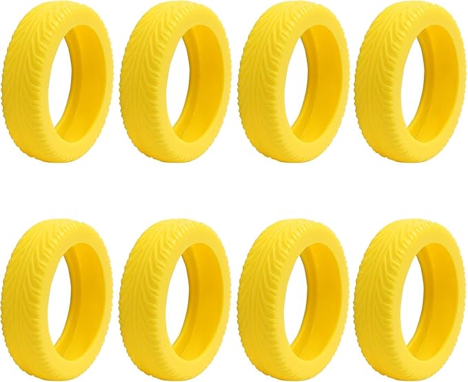 8 Pcs Yellow Luggage Wheel Covers Premium Silicone Protectors 2.1-2.4 Inch Spinner Wheels Wear-Resistant Silent Rolling Durable Protection Fits Most Suitcases & Office Chair Casters