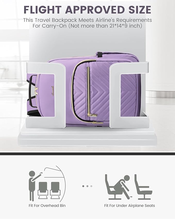 LOVEVOOK Laptop Backpack for Women, Travel Computer Work Bags with 17-inch Laptop Compartment, College School Student Bag Teen Backpacks For Girls, Outdoor Carry On Backpack Purse, Purple