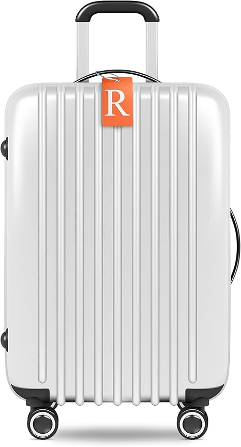 Shacke Luggage Tag Initial – Fully Bendable Tag w/Stainless Steel Loop - Orange (Letter R)