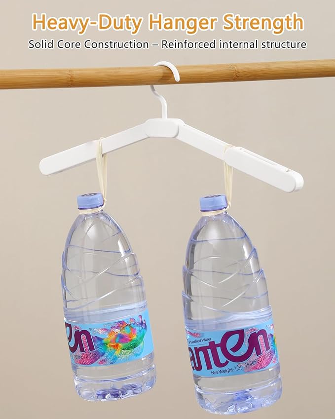 Foldable Travel Hanger with Clips - 5 Pack Portable Collapsible & Space-Saving Hangers for Cruise Suitcase, White