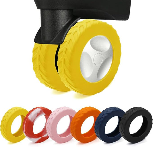 XYOFUN Luggage Wheel Covers - Upgraded 8-Pack Anti Dust & Scratch Noise Reduction Carry On/Travel Suitcase Wheel Protector - For 2-2.4" wheels - Yellow