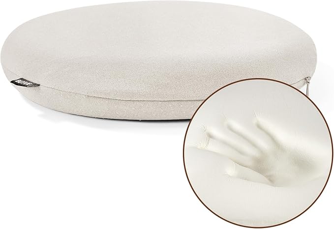 BUYUE Memory Foam Seat Cushion, Dia 13" Soft Velvet Round Stool Cushion Anti-Slip Chair Pads, S, Light Grey
