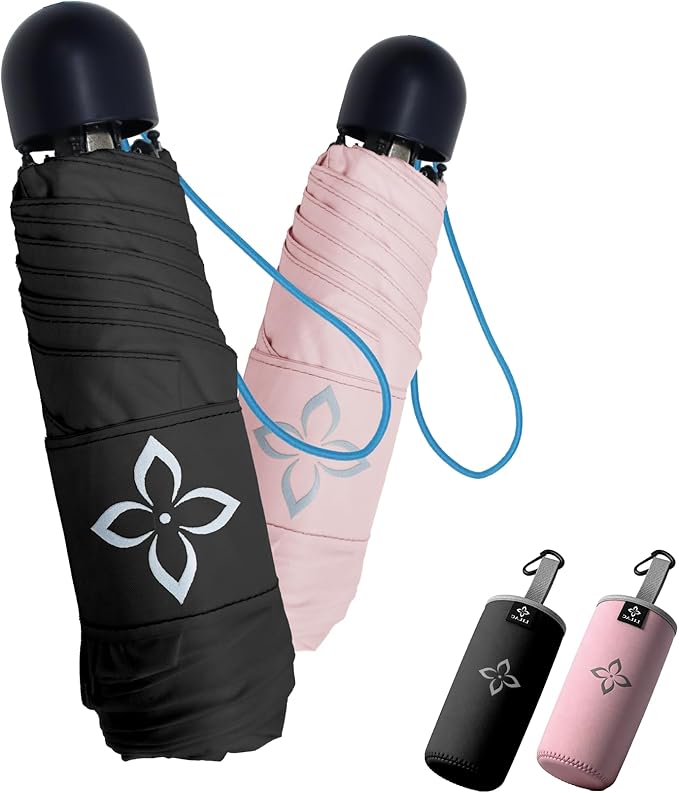Mini Travel Umbrella for Rain - 43" Large Coverage Small Compact Umbrella, Reinforced Strong Frame, Lightweight Portable Parasol with UPF 100+ UV Protection, Gifts for Adults, Seniors & Students