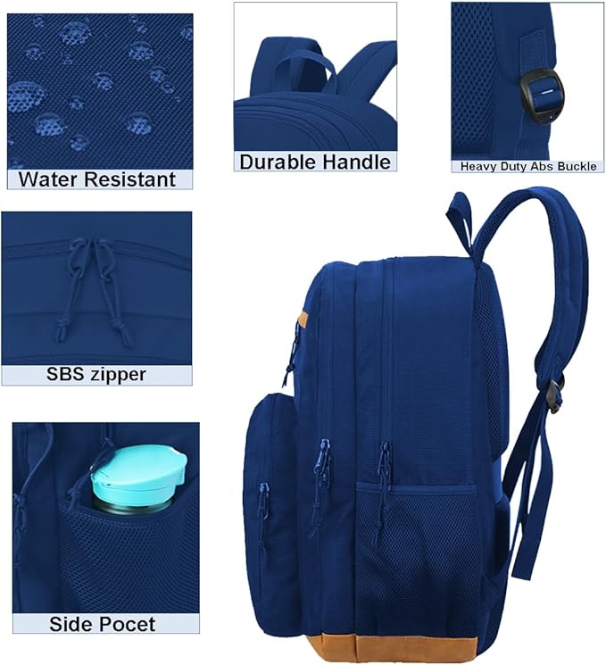 KEOFID Classic Travel backpack for Men and Women, Anti Theft Laptop Backpack with USB Charging Port for Work, Large Bag for College, Water Resistent(Blue 19inches)