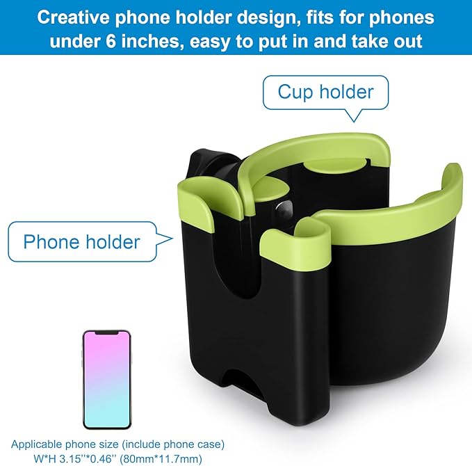 Accmor Stroller Cup Holder with Phone Holder, Bike Cup Holder, Universal Cup Holder for Uppababy Nuna Doona Strollers, 2-in-1 Cup Phone Holder for Stroller Bike Wheelchair Walker Accessory