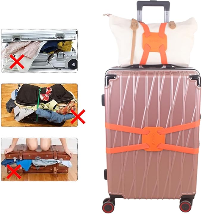 Luggage Straps Bag Bungee， Luggage Straps Suitcase Adjustable Belt，Add a Bag Easy to Travel Suitcase Elastic Strap Belt (Orange Luggage strap-1PCS)