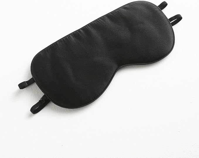 Tim & Tina 100% Natural Silk Sleep Mask Soft Comfortable Smooth Eye Mask with Adjustable Strap Blindfold for Women Men Black - Two Straps
