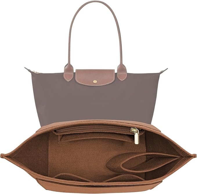 LOUKAYCCI Purse Organizer Insert for Le Pliage Small Handbags Insert Organizer (Brown, Small)