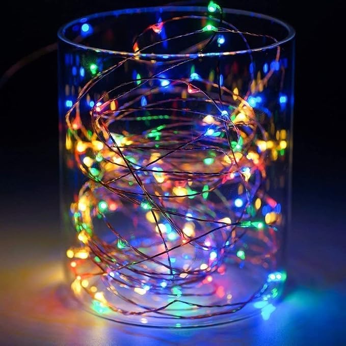 Sanniu Led Fairy Lights Battery Operated, 8 Packs Mini Battery Powered Copper Wire Starry String Lights for Christmas,Bedroom,Wedding,Parties,Patio,Indoor,Home Decoration (5m/16ft Multicolor)