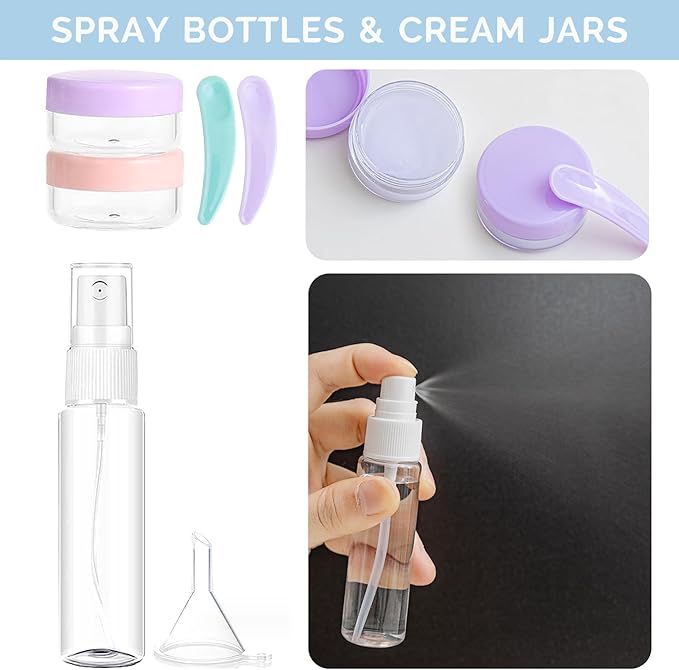 20 Pack Travel Bottles Set for Toiletries, TSA Approved Leak Proof Travel Size Containers Kit Portable Refillable Travel Accessories for Shampoo Conditioner Lotion Liquids (Multicolor A)