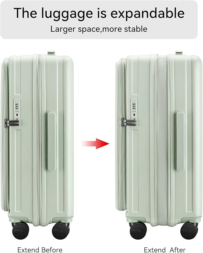 ROAMING Grace Expandable Carry On Luggage Airline Approved, 20 Inch Hardside Carry On Suitcase with Wheels, Travel Harshell Spinner Small Luggage with Tsa Lock, Jade cyan, 20-Inch Carry-On