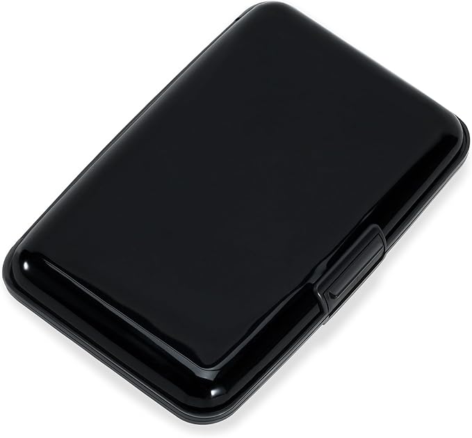Mayski Credit Card Holder, RFID Blocking, Aluminum Alloy Hard Case, Small Mini Business Metal Wallet for Women Men, Black