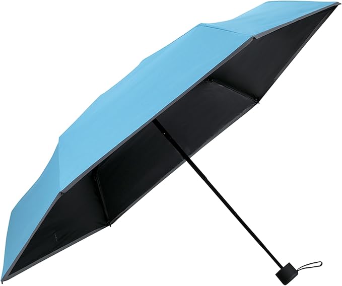 GAOYAING Mini Compact Travel Umbrella with Reflective Safety Stripes, Portable Folding Design with Case