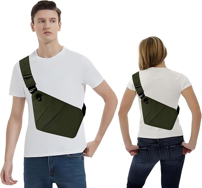 Cross body Bag for Women Men AntiTheft Travel Sling Bag Waterproof Shoulder Bags, Ideal for Adventures Travel Casual Vacation, Army Green
